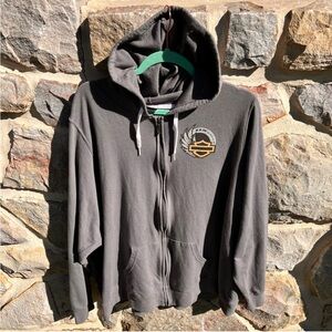 Harley Davidson Gray Zip Up Hooded Sweatshirt 3X